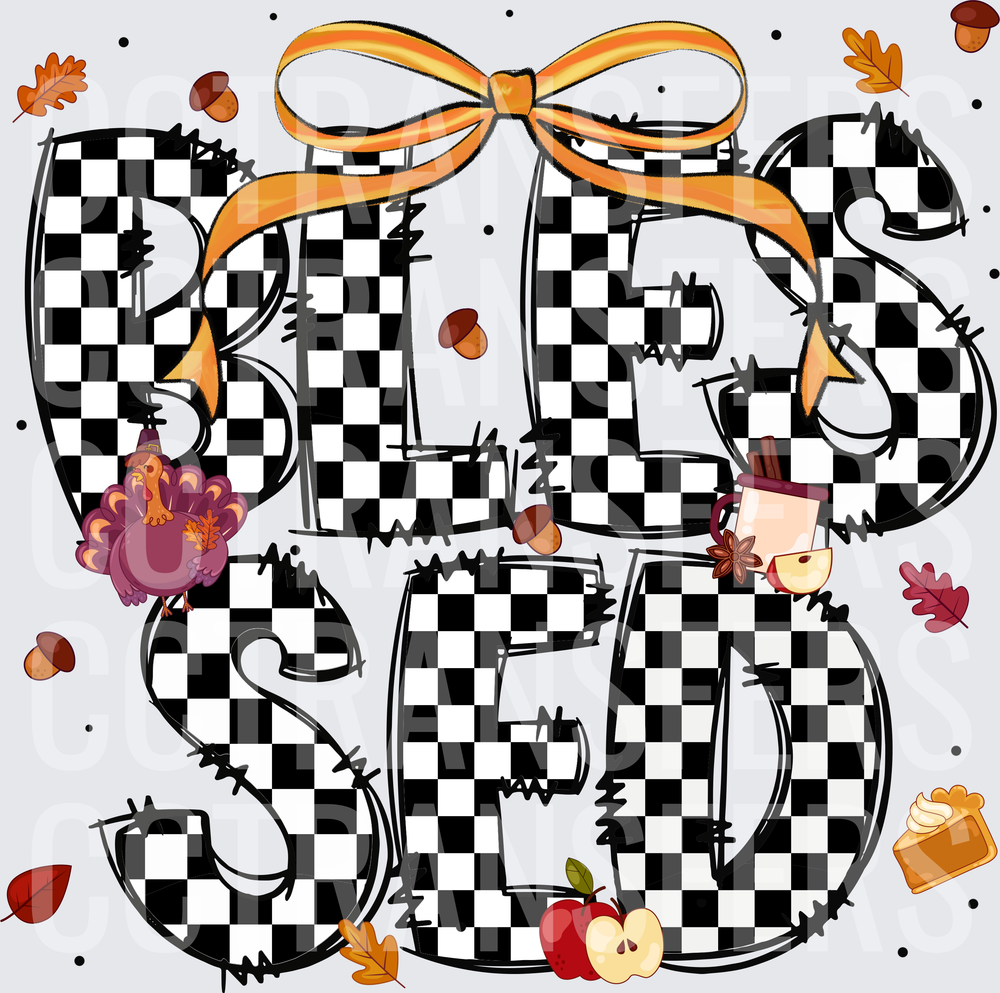 Blessed Checkered Thanksgiving Fall Autumn Turkey (DTF)