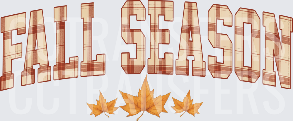 Fall Season Plaid Varsity Arch Letters with Maple Leaves (DTF)