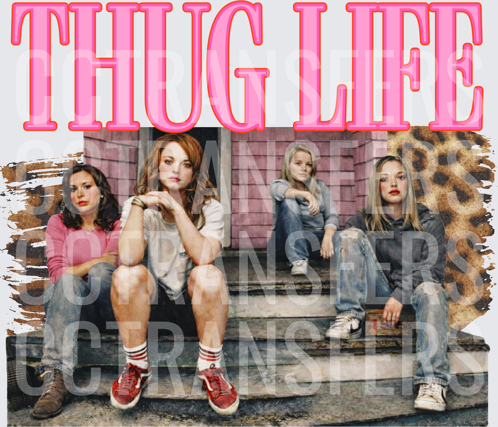 Thug Life Four Girls on Steps Leopard Print (DTF)