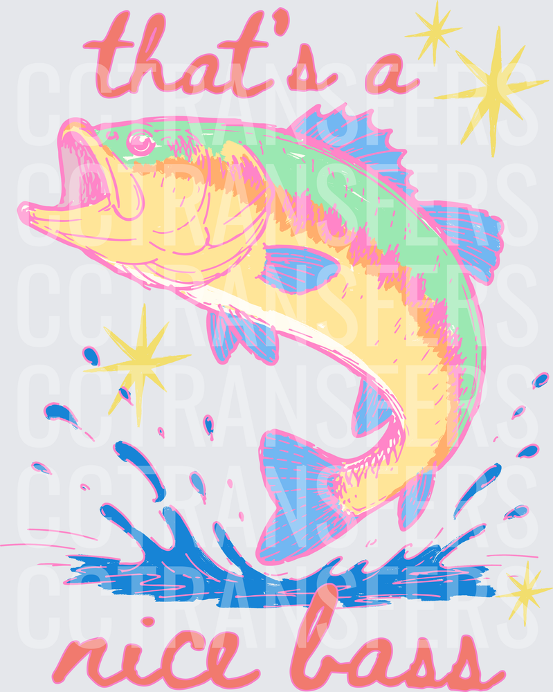 That's A Nice Bass Jumping Fish Retro Pastel Design (DTF)