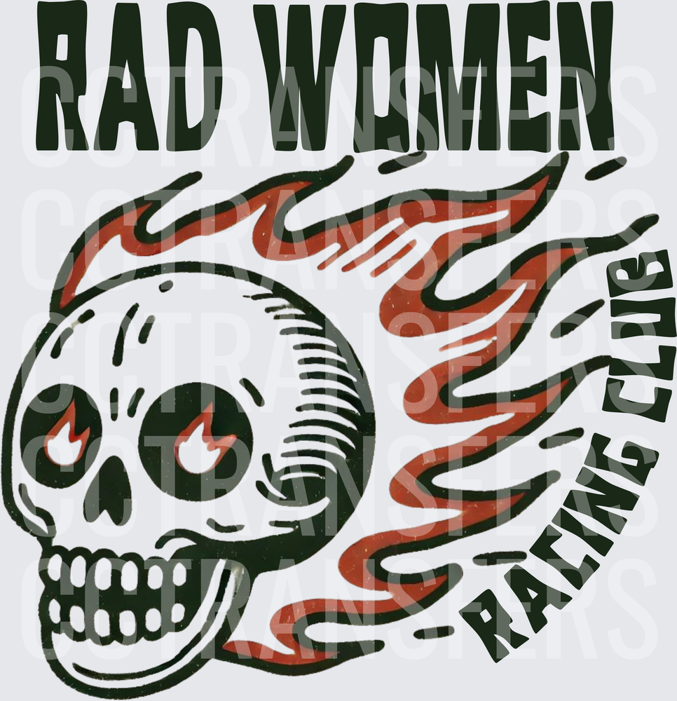 Rad Women Racing Club Flaming Skull with Fire Eyes (DTF)