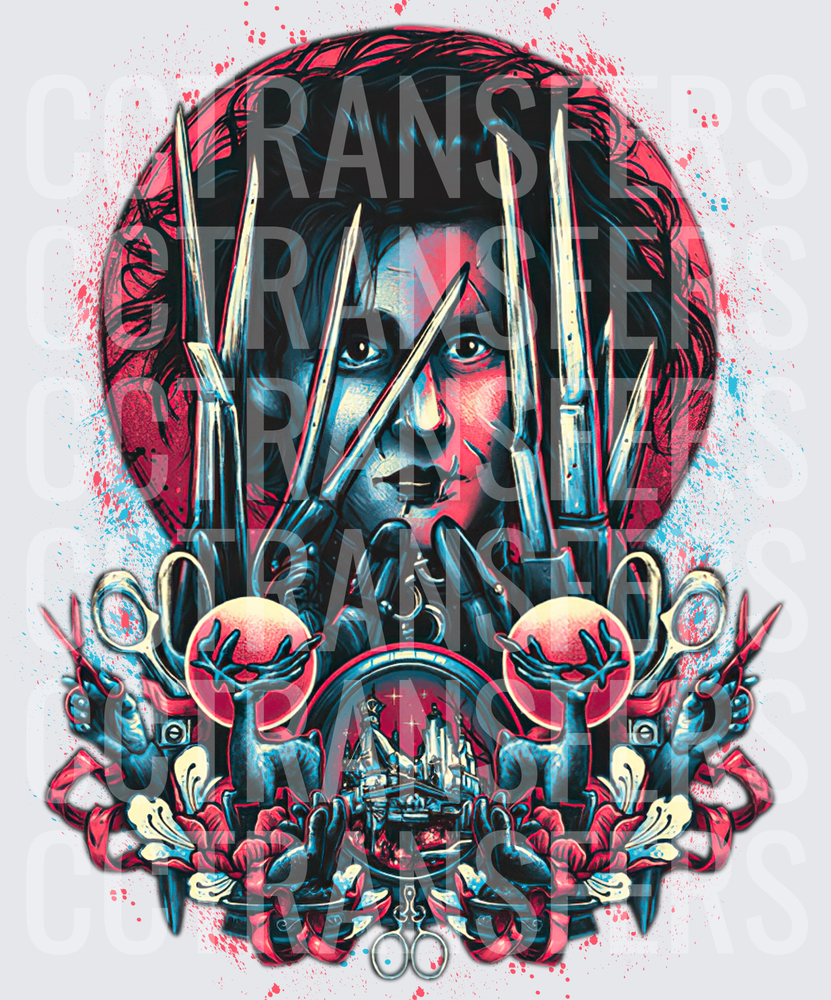 Pale Boy With Scissor Hands Gothic Fantasy Portrait (DTF)