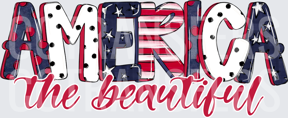America The Beautiful Patriotic Stars and Stripes Letters (DTF)