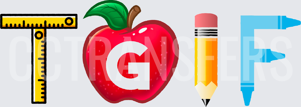TGIF Teacher School Supplies Ruler Apple Pencil Crayon (DTF)