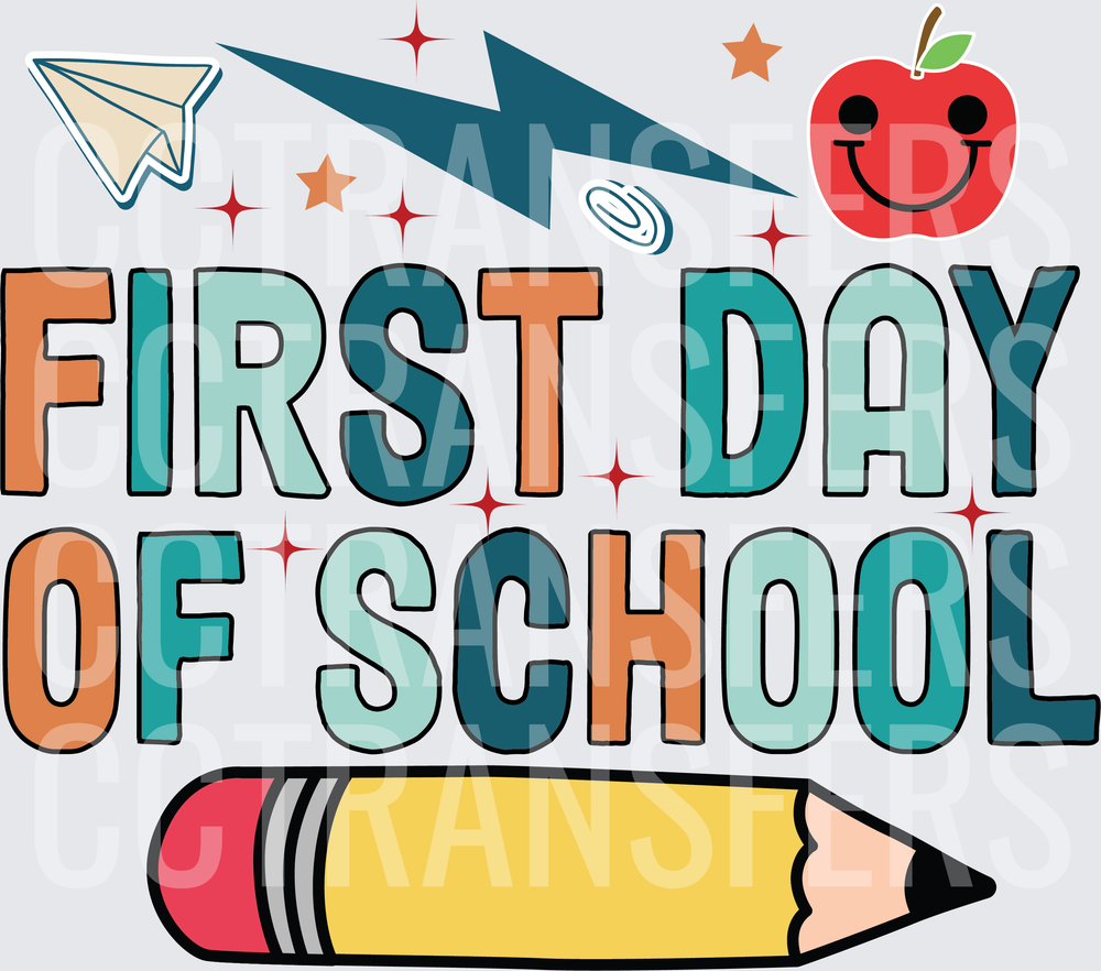 First Day of School Pencil Apple Back to School (DTF)