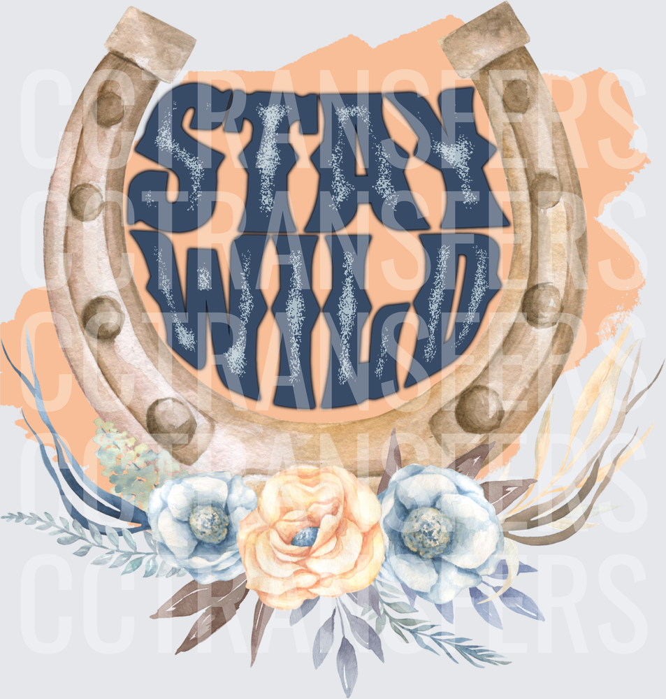 Stay Wild Horseshoe Floral Boho Western (DTF)
