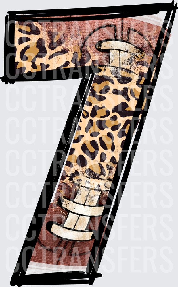 Number 7 Football Leopard Print Sketch Style (DTF)