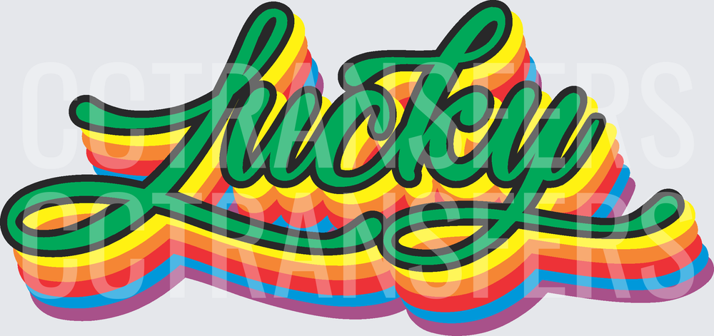 Lucky Retro Rainbow Layered Script Lettering (DTF)