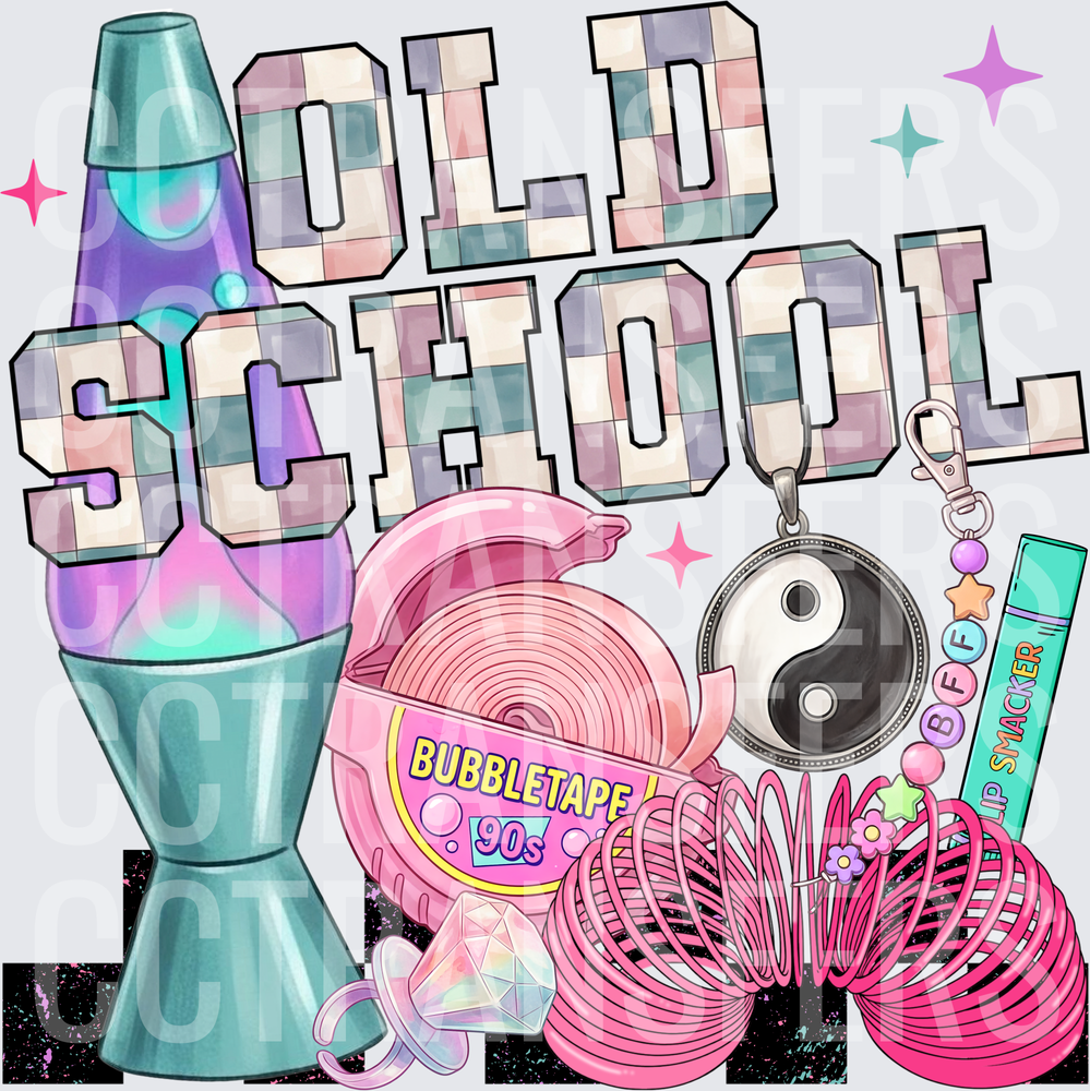 Old School 90s Nostalgia Retro Toys Collage (DTF)