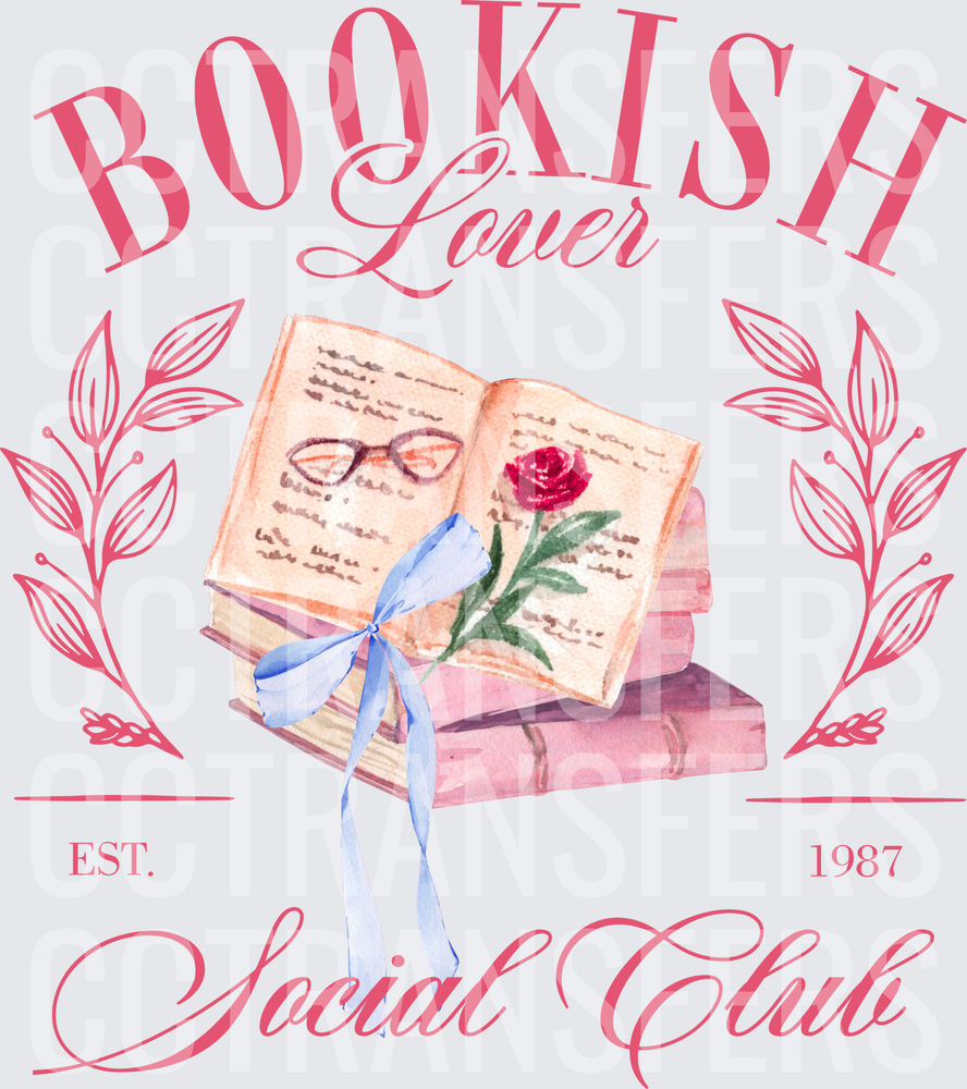 Bookish Lover Social Club Est. 1987 Stacked Books (DTF)