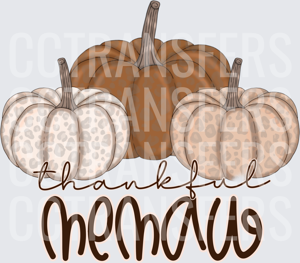 Thankful Memaw Leopard Print Pumpkin Trio (DTF)