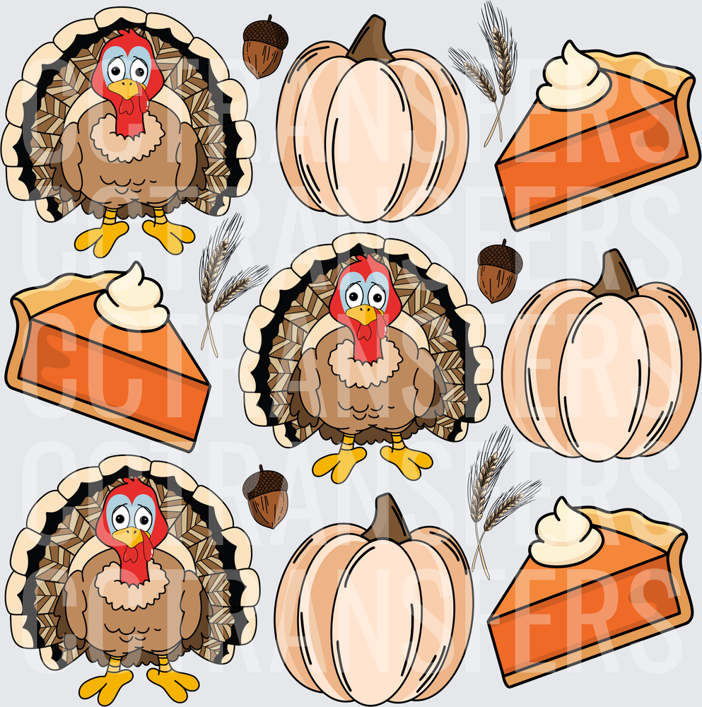 Thanksgiving Turkey Pumpkin Pie Acorn Wheat Bundle (DTF)