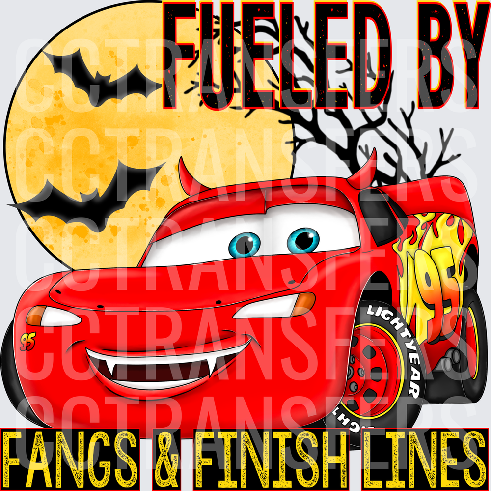 Fueled By Fangs & Finish Lines Halloween Racing Car 95 Devil (DTF)