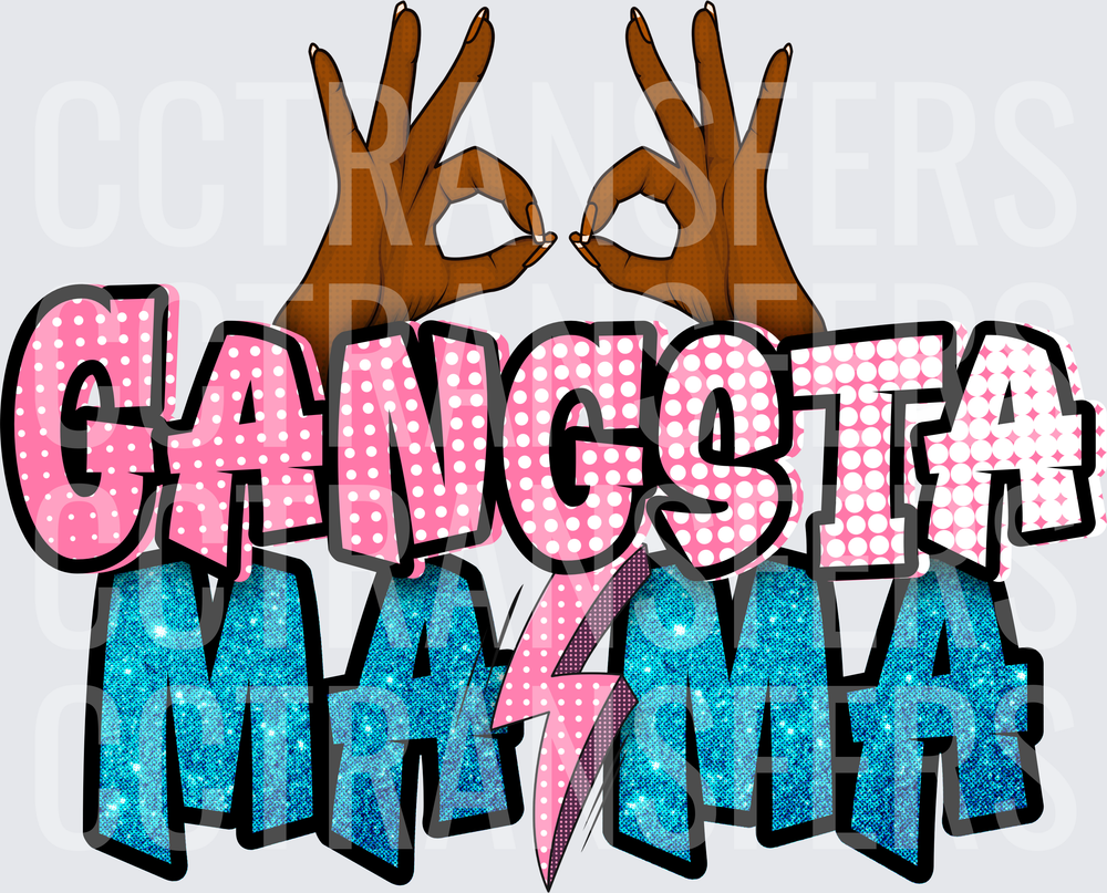 Gangsta Mama Graffiti Hands OK Sign Lightning Bolt (DTF)