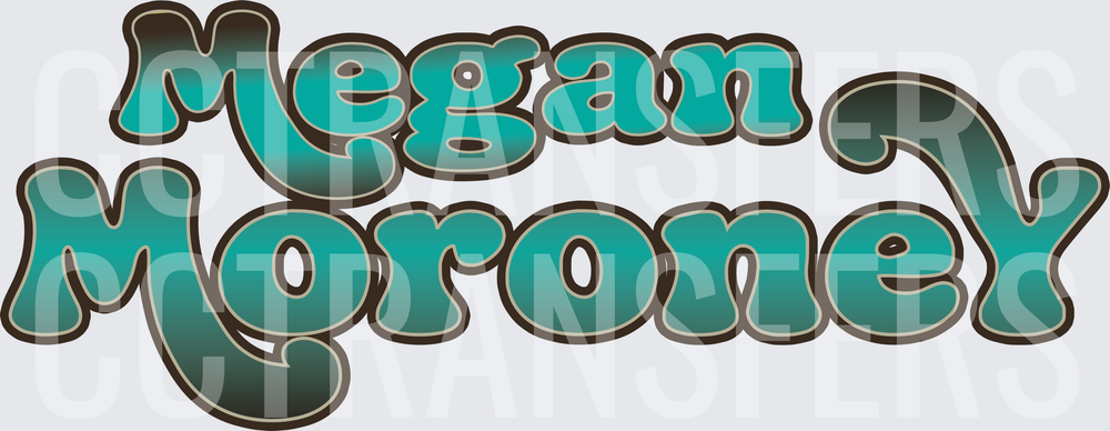 Retro Groovy Teal Bubble Letter Logo (DTF)