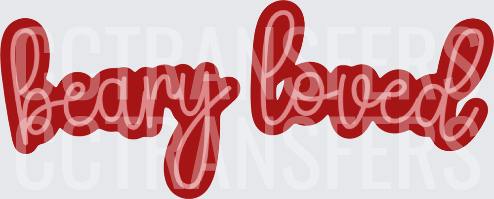 Beary Loved Cursive Script Red Valentine (DTF)
