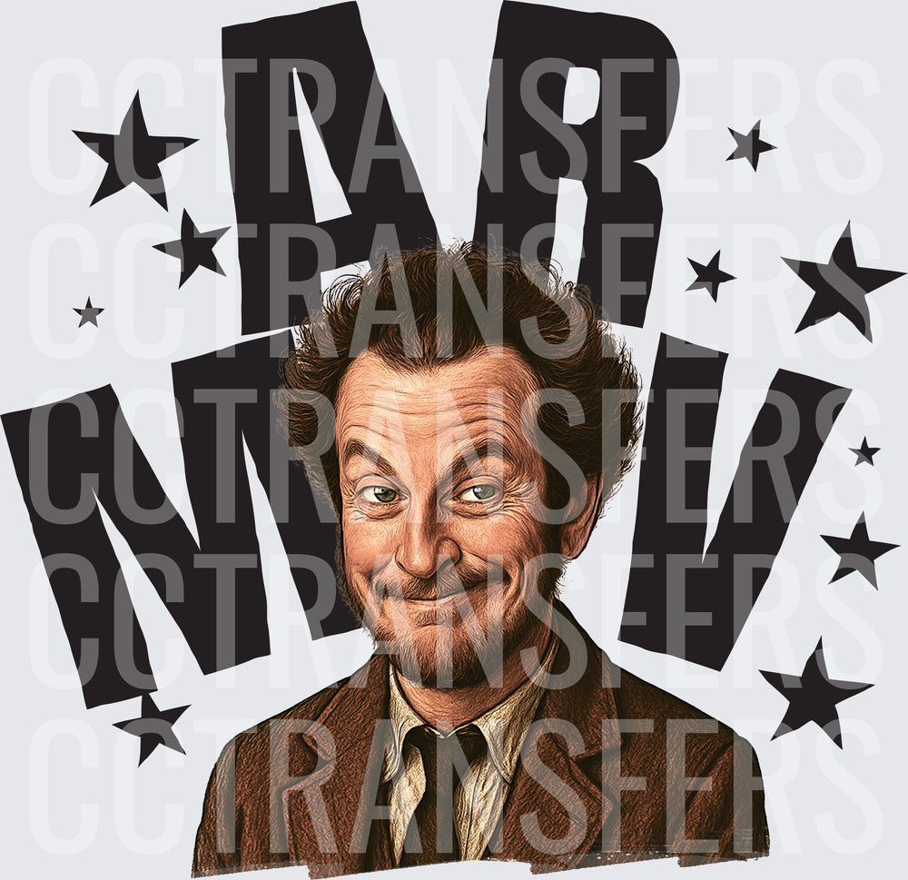 Kramer Seinfeld Caricature Portrait Stars Bold Letters DTF