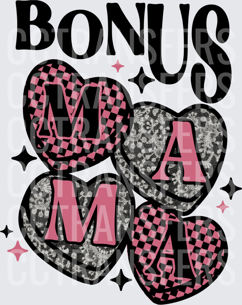 Bonus Mama Patterned Hearts Retro Groovy (DTF)