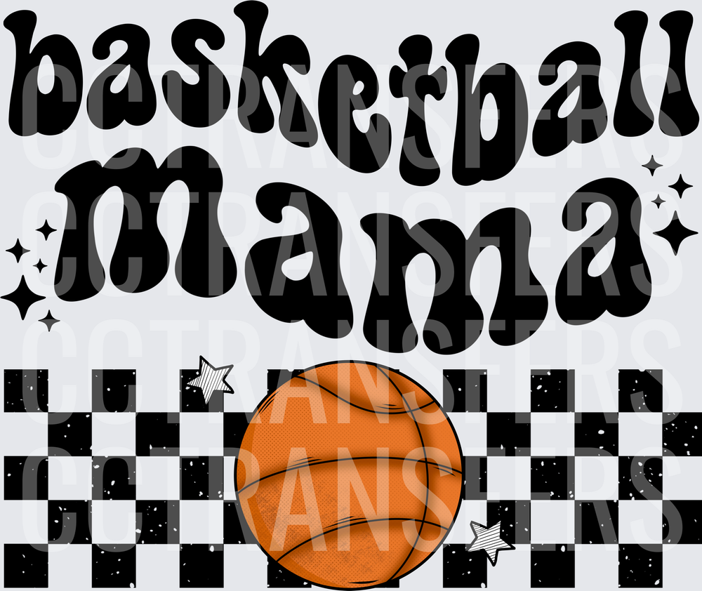 Basketball Mama Retro Groovy Checkered Design (DTF)
