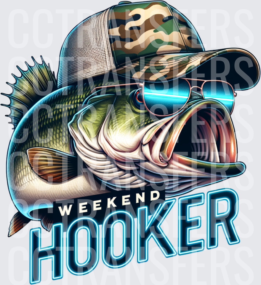 Weekend Hooker Bass Fish Camo Hat Sunglasses (DTF)