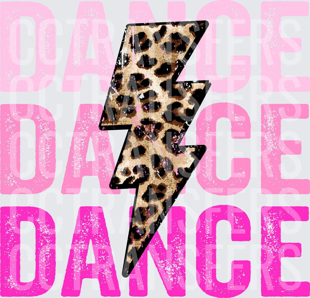 Dance Dance Dance Leopard Lightning Bolt Pink Ombre (DTF)