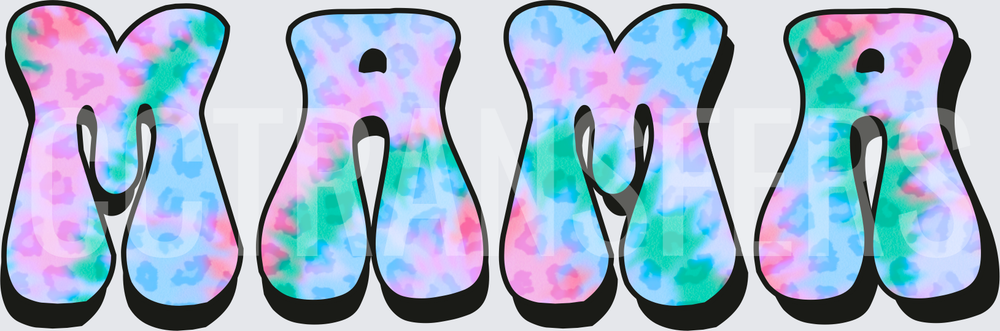 Mama Pastel Leopard Print Bubble Letters (DTF)
