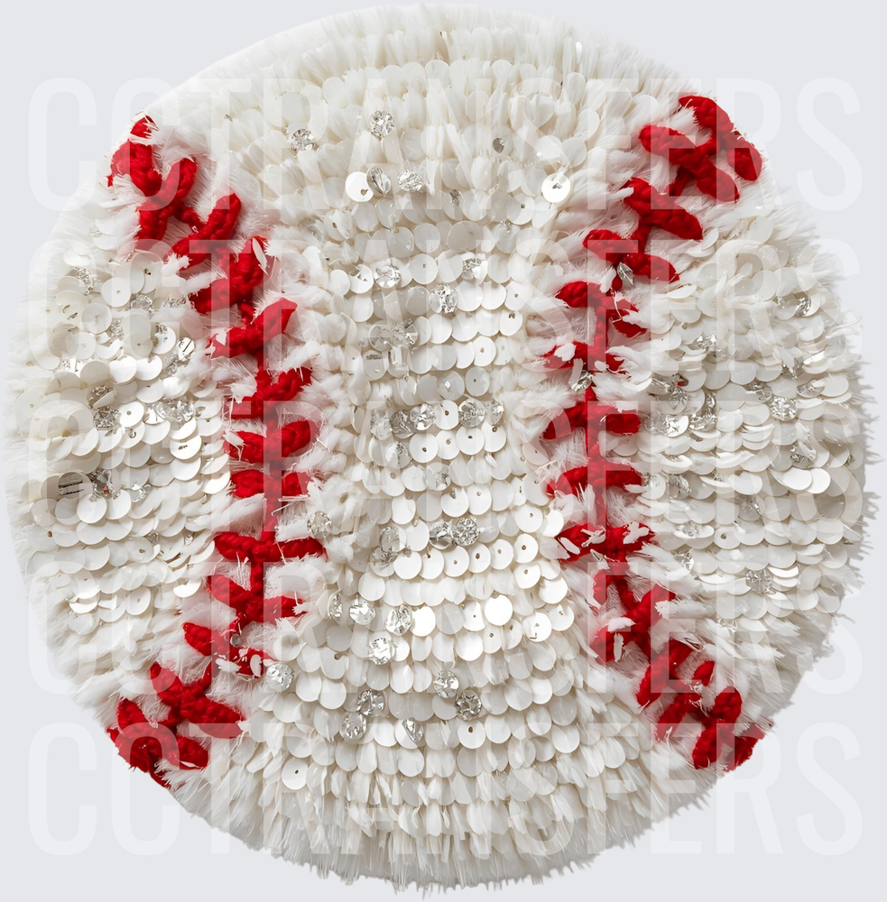 Glam Sequin Baseball with Red Stitching (DTF)