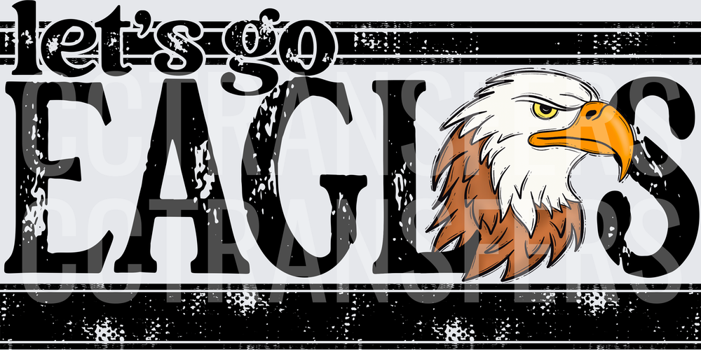 Let's Go Eagles Bold Distressed Bald Eagle Head (DTF)