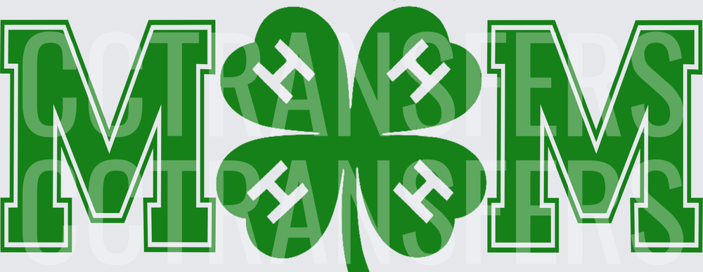 Green MOM Four Leaf Clover 4-H Club Letters (DTF)