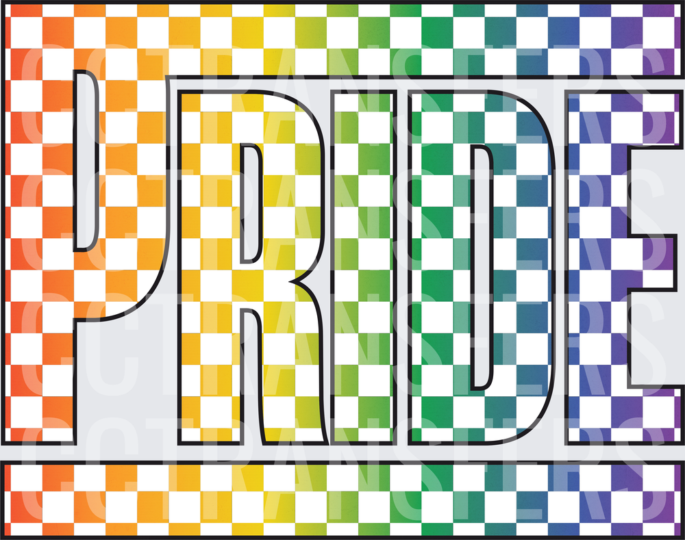 Rainbow Checkerboard PRIDE Bold Letter Block Design (DTF)