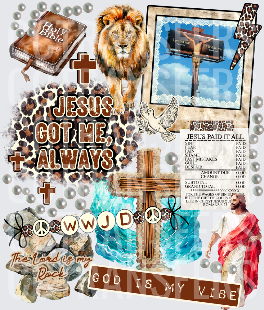 Jesus Got Me Always God Is My Vibe Christian Collage (DTF)