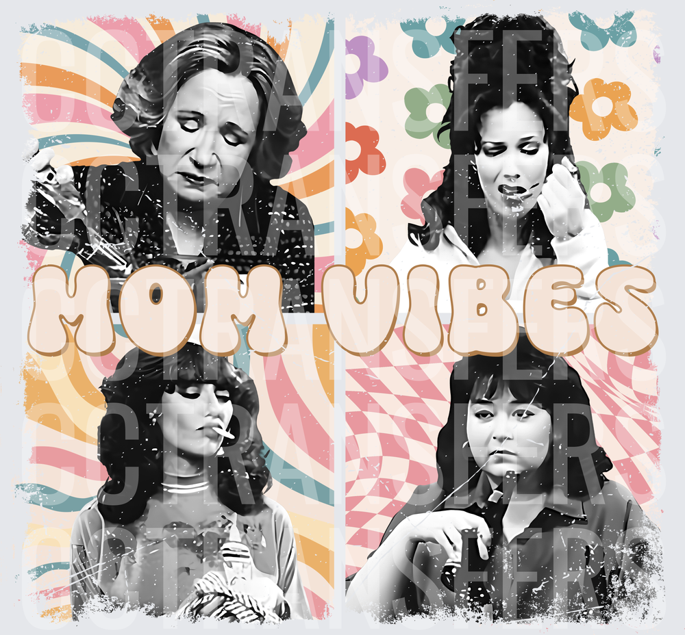 Mom Vibes Retro Groovy Four Women Collage (DTF)