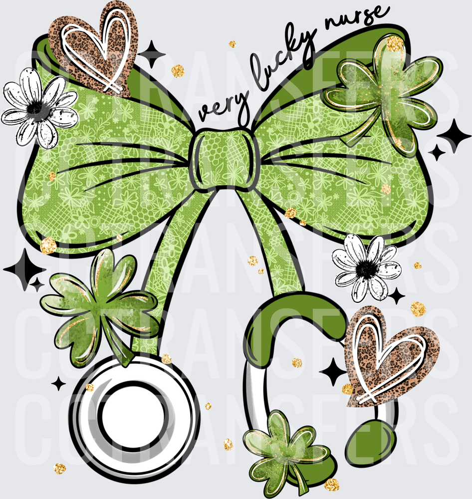 Very Lucky Nurse St. Patrick's Day Bow Stethoscope (DTF)