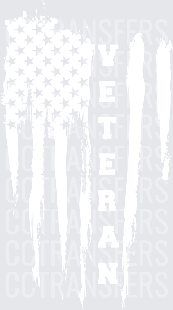 Distressed American Flag Vertical Veteran white (DTF)