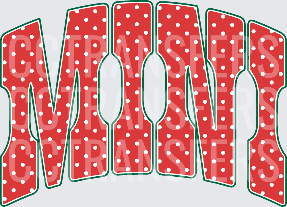 MINI Red Polka Dot Arched Bold Letters Christmas (DTF)