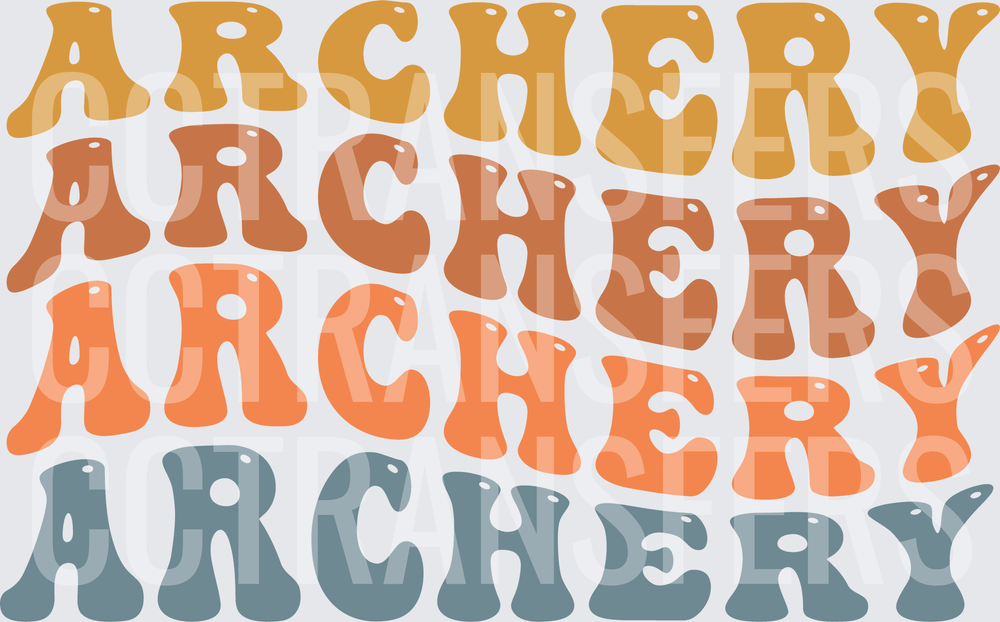 Retro Wavy Archery Stacked Text Multi-Color (DTF)