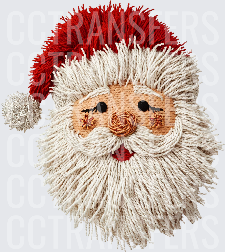 Boho Macrame Santa Claus Face with Red Hat (DTF)