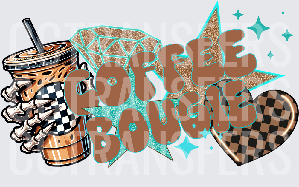 Coffee Bougie Iced Coffee Skeleton Hand Checkered (DTF)