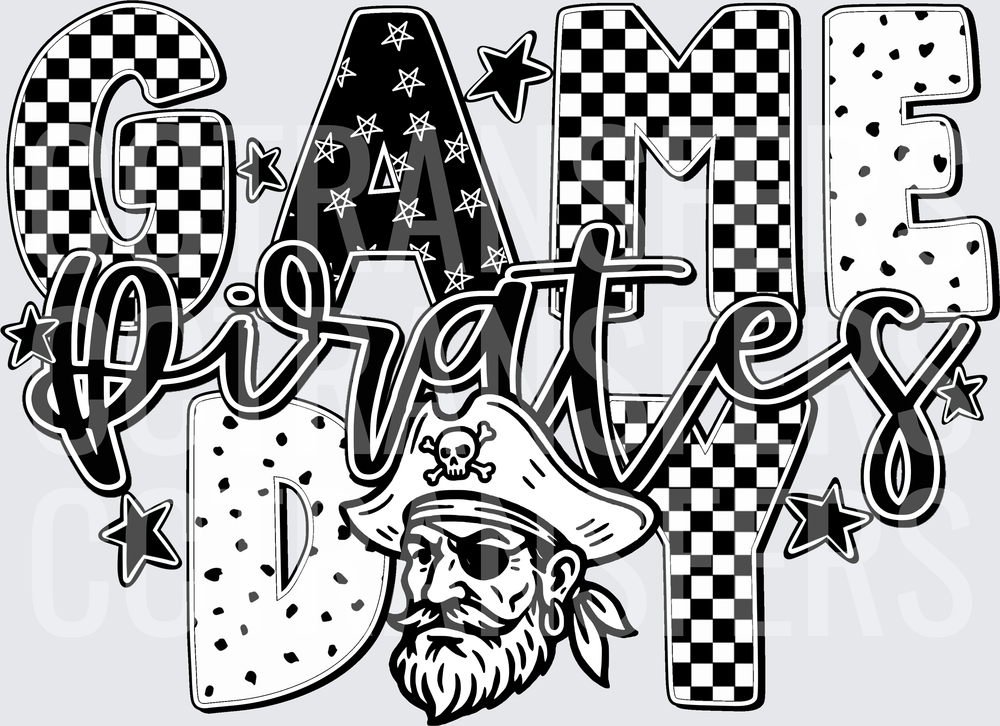Game Day Pirates Checkered Star Pirate Mascot (DTF)
