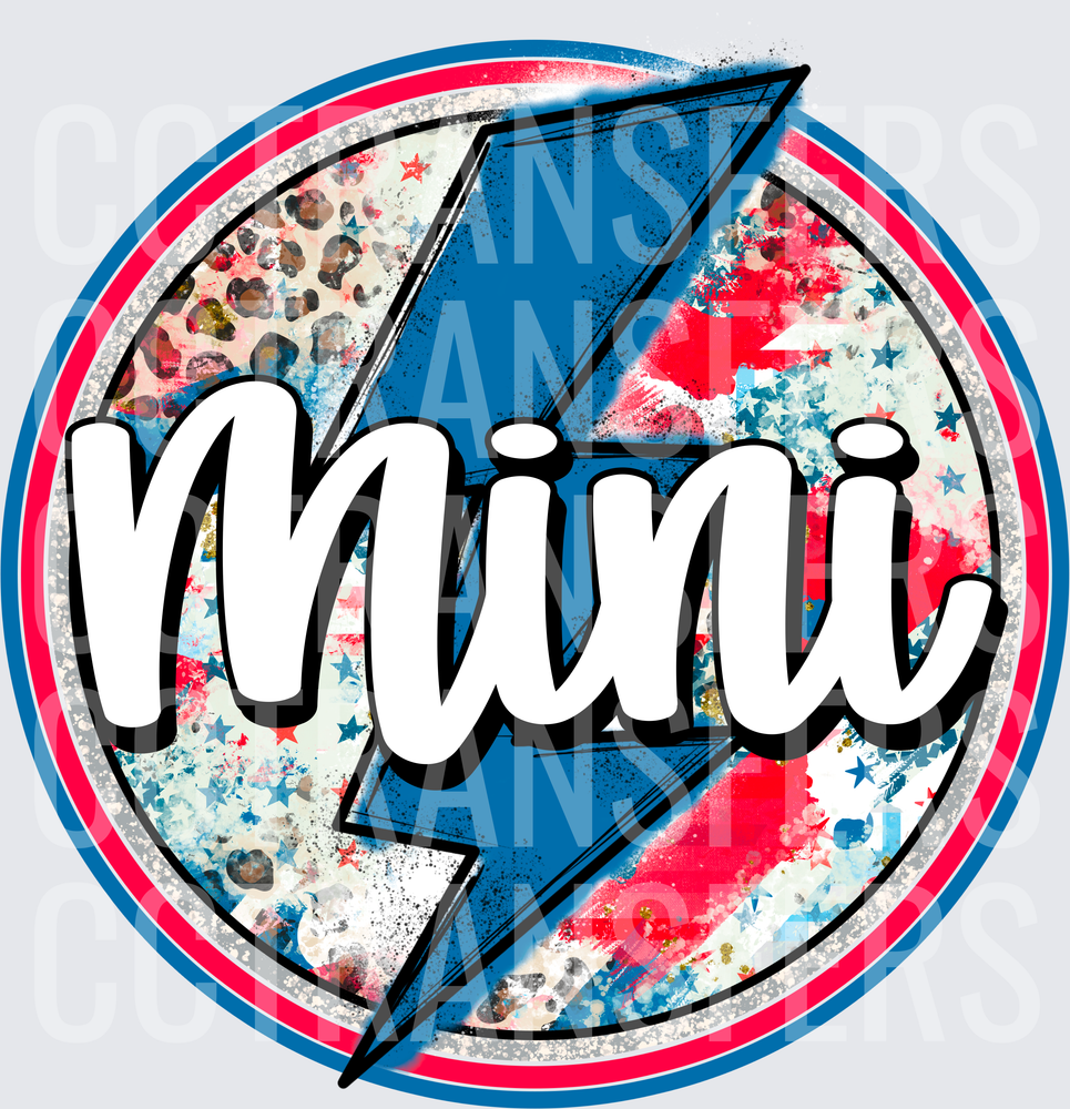 Mini Lightning Bolt Patriotic Leopard Circle (DTF)