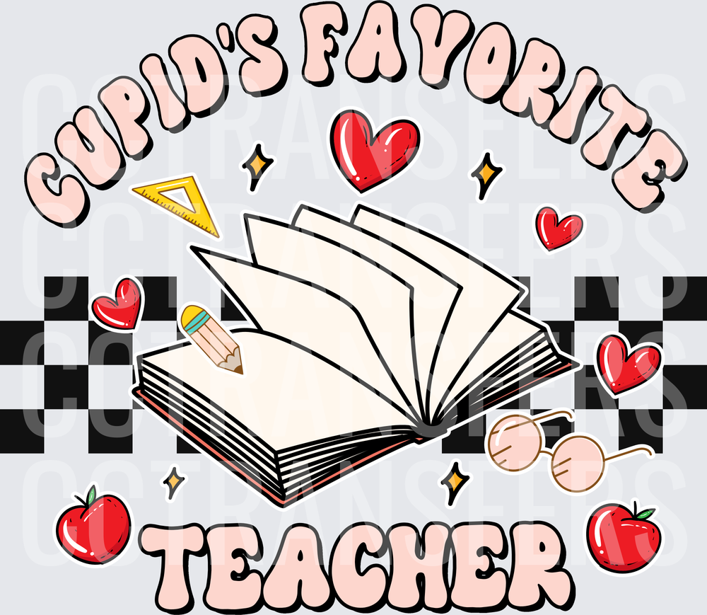Cupid's Favorite Teacher Valentine's Day Book Design (DTF)