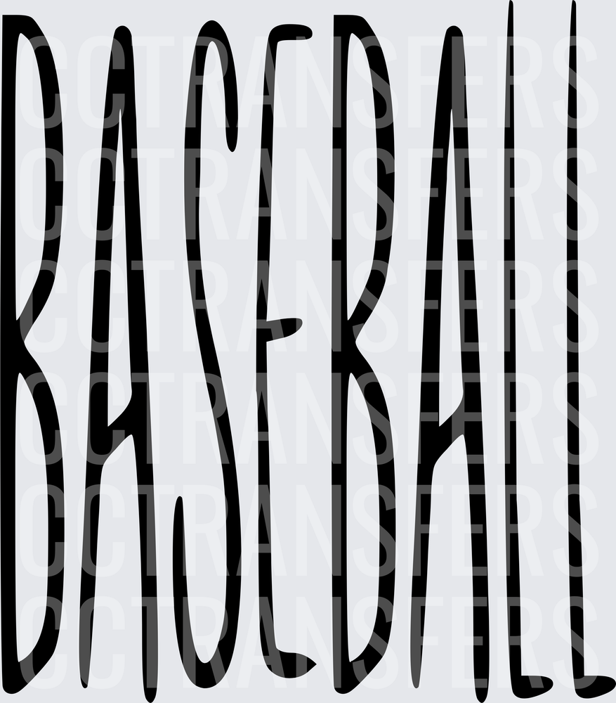 Baseball Tall Stretched Bold Hand-Lettered Text (DTF)