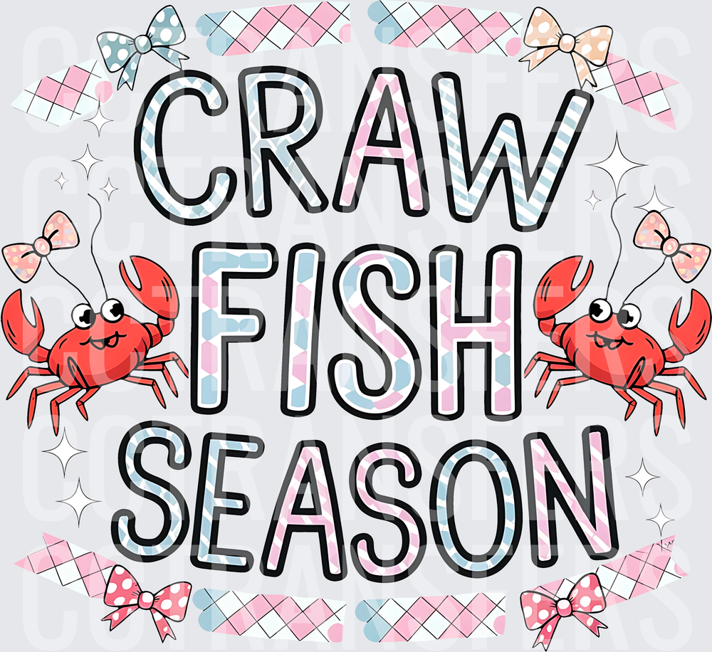 Crawfish Season Cute Crawfish with Bows (DTF)