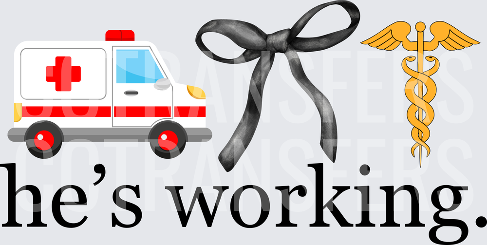 Ambulance Black Bow Caduceus He's Working (DTF)