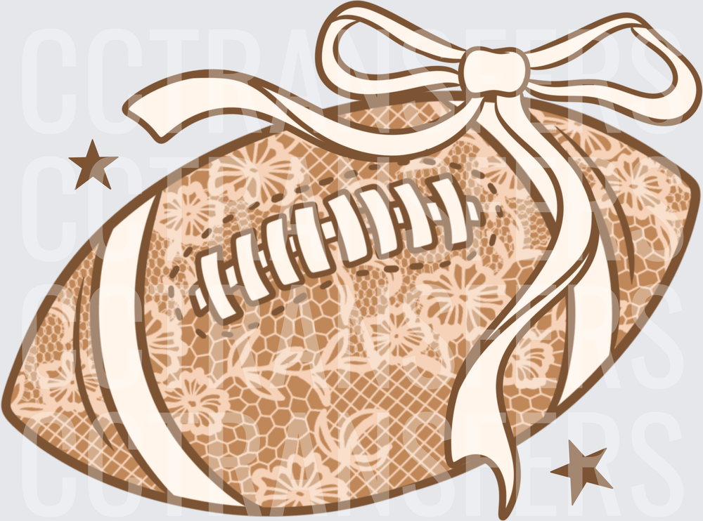 Lace Floral Football with Cream Bow and Stars (DTF)