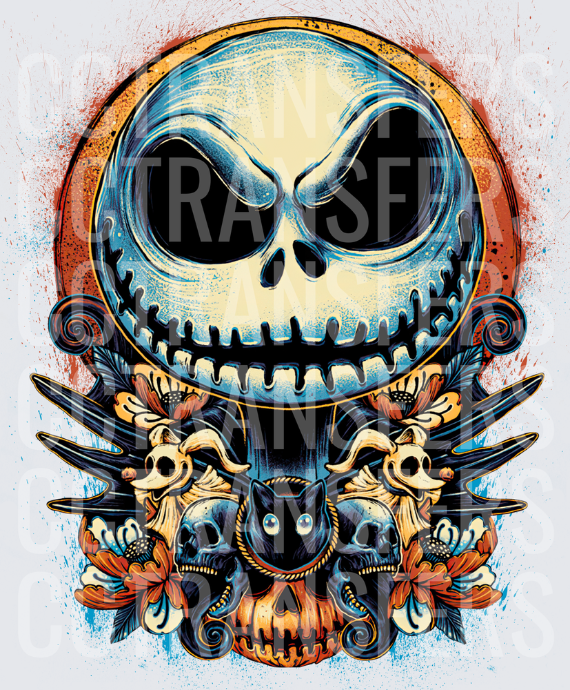 Spooky Skull King Moon Roses Black Cat Pumpkin (DTF)
