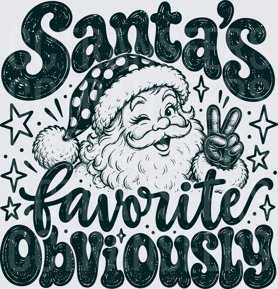 Santa's Favorite Obviously Winking Peace Sign (DTF)
