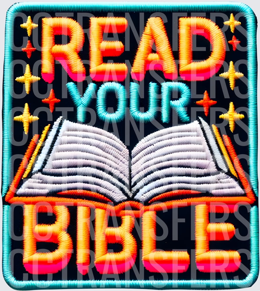 Read Your Bible Embroidered Patch Style Open Book (DTF)