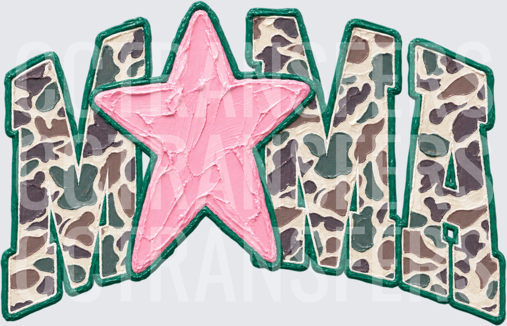 Mama Camo Leopard Pink Star Bold Letters (DTF)