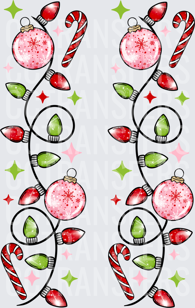 Swirling Christmas Lights Ornaments Candy Cane Sparkle (DTF)